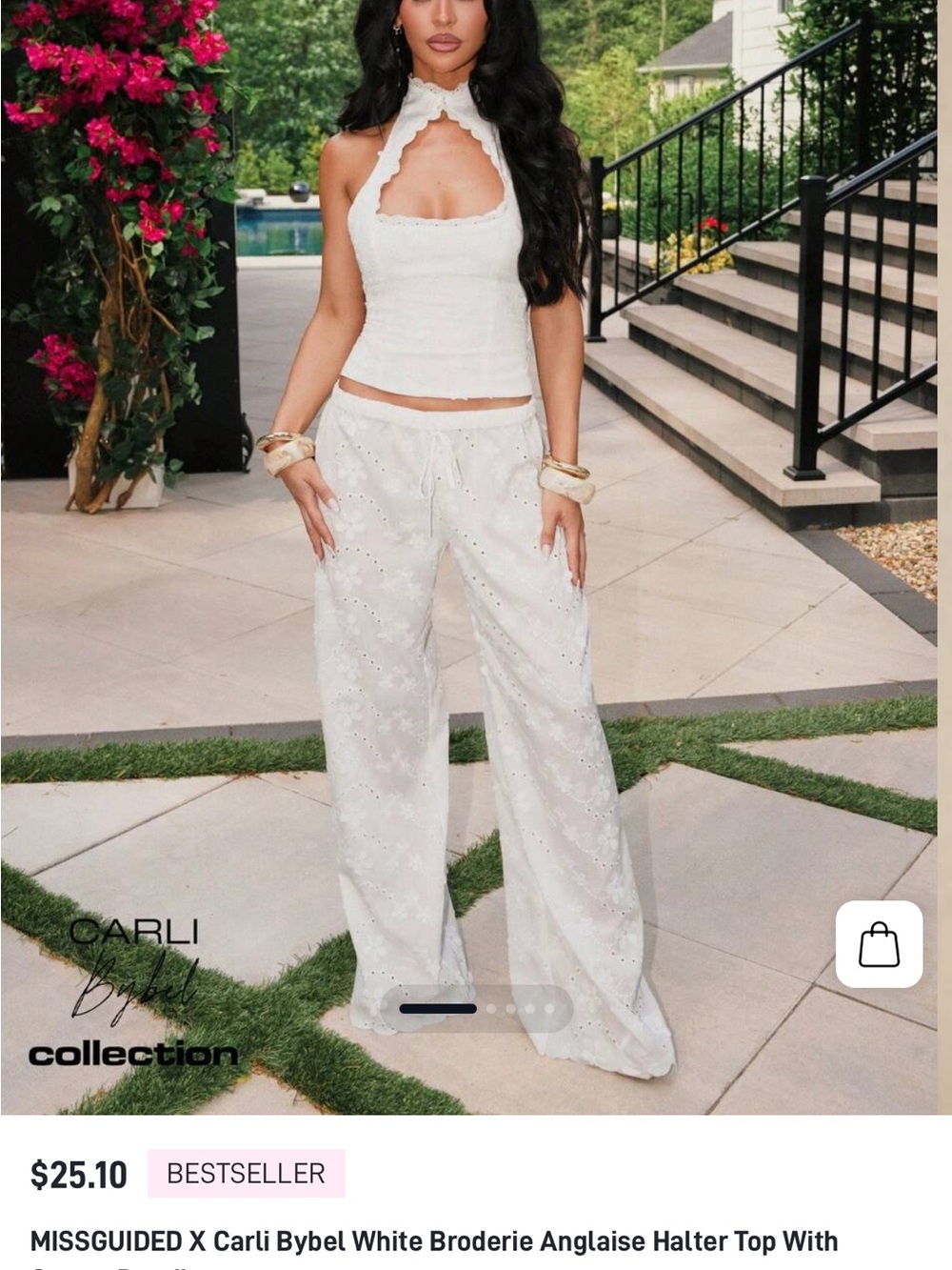 New with Tags Missguided White Broderie Anglaise Halter Top